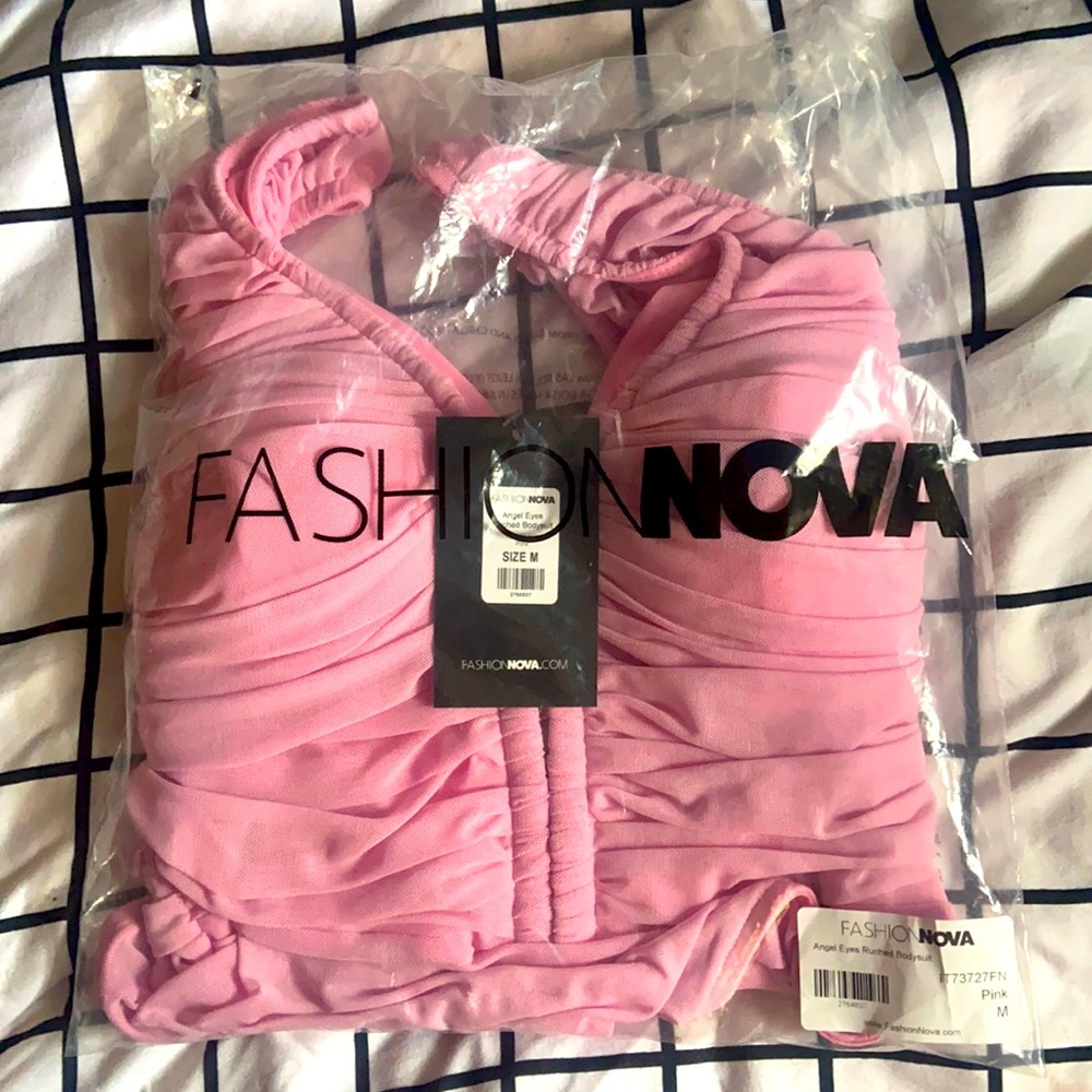 Pink fashion nova body suit